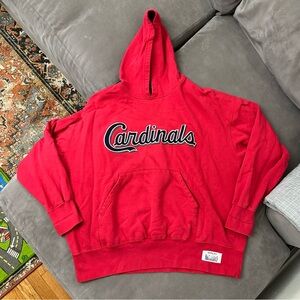 St Louis Cardinals Hoodie Mens 2XL Red Majestic Cooperstown Collection Retro